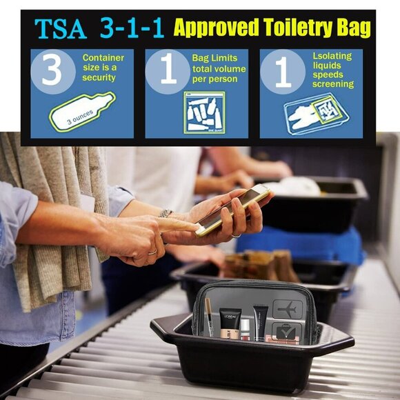TSA Approved Toiletry Bag, 3 Pcs Clear Toiletries Bags Quart Size Travel… - Picture 2 of 7